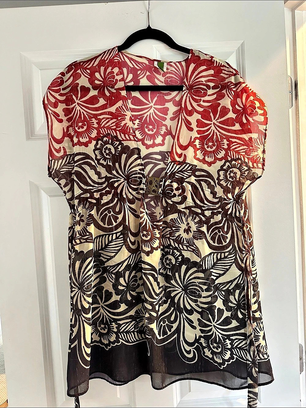Becca Floral Pool Coverup in Red & Brown Like New